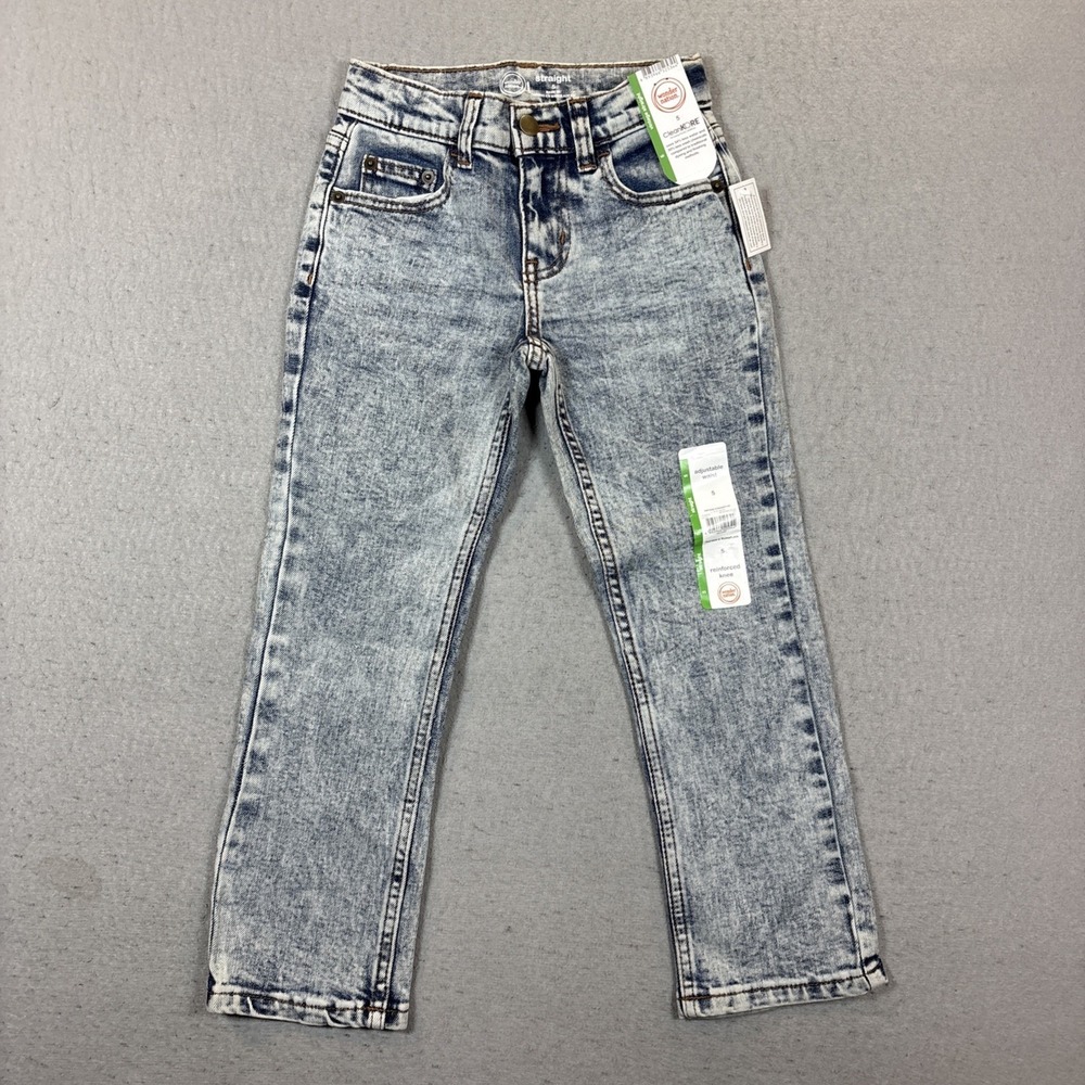 Wonder Nation Boys Straight Jeansâ Size 5 Blue Adjustable Waist Denim NWT